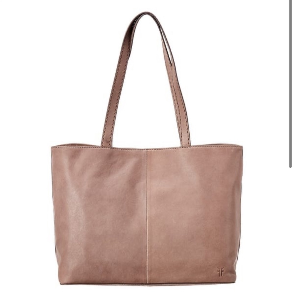 Frye Madison Leather Tote with Front Pocket Stone - Picture 2 of 10